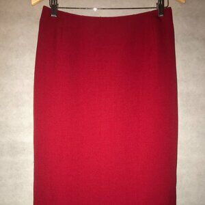 KASPER Red Midi Lined Skirt with Back Split